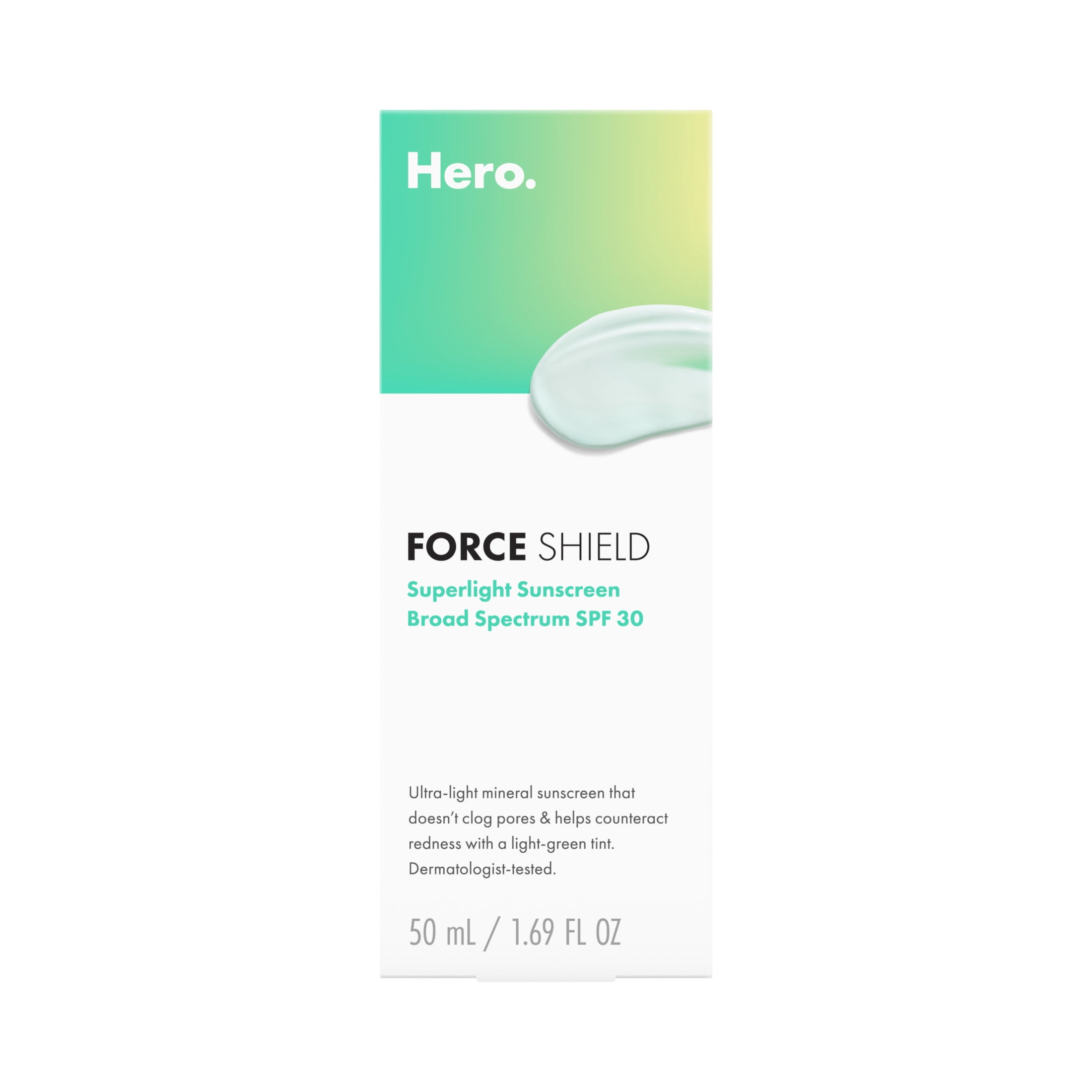 Hero Cosmetics Force Shield Superlight Sunscreen SPF 30, Zinc Oxide Mineral Sunscreen, 50ml