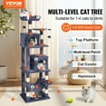 thumbnail image 2 of VEVOR Cat Tree 63" Cat Tower with 2 Cat Condos Sisal Scratching Post Light Grey, 2 of 9