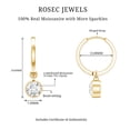 thumbnail image 6 of Rosec Jewels Certified Moissanite Hoop Drop Earrings for Women (2 Carat, 6 mm, D-VS1 Quality) - Bezel Set Earrings with Jewelry Box, 18K Yellow Gold, 6 of 7