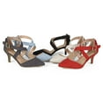 thumbnail image 3 of Brinley Co. Womens Cross Strap Faux Suede Pointed Toe Dress High Heels, 3 of 4