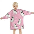 thumbnail image 3 of Pink French Bulldog Love Heart Blanket Hoodies for Kids 6-13YR Oversize Wearable Blanket Hoodies for Boys Girls Teens, 3 of 7