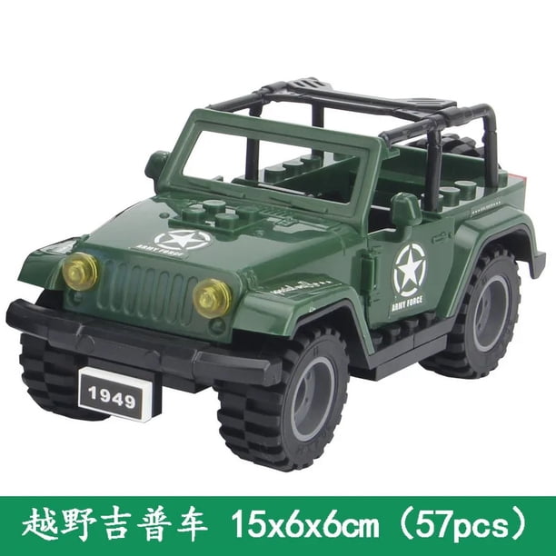 Juego de bloques de construcción modelo de coche todoterreno Jeep, juguete Hummer, coche del ejército para niños, bloques de construcción militares,Green Jeep