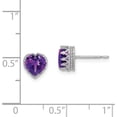 thumbnail image 4 of Solid 10k Tiara Collection White Gold Polished Amethyst 6mm Heart Earrings - 7.47mm, 4 of 5