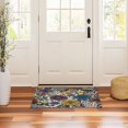 thumbnail image 3 of Yayeee Doormat for Inside 20"x32" Absorbent Low-Profile Washable Non-Slip Rubber Backed Entryway Rug, Blue Flowers, 3 of 8