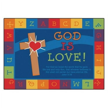 Carpets for Kids  God is Love Learning Rug, 3 ft. 10 in. x 5 ft. 5 in.