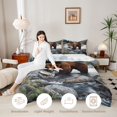 thumbnail image 3 of Castle Fairy Fishing Brown Bear King Size Comforter Sets 3pcs,Waterfall Pine Mountain Salmon Comforters King Size,Brown Teal White,Grey Reversible,1 Comforter and 2 Pillowcases, 3 of 6