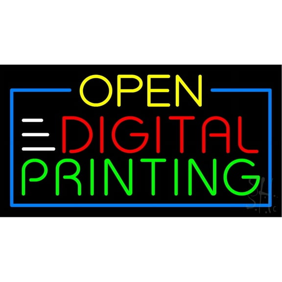 Red Open Digital Printing LED Neon Sign 20 x 37 - inches, Clear Edge Cut Acrylic Backing, with Dimmer - Bright and Premium built indoor LED Neon Sign for Computer & Electronics store decor.