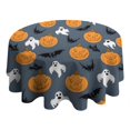 thumbnail image 4 of Pumpkin Ghost Bat Halloween Pattern Round Tablecloth 60"x60",Wrinkle Wipeable Table Cloth for Kitchen Dining Room Picnic Patio Party, 4 of 6