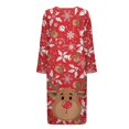 thumbnail image 4 of Yuyamidu Christmas Zipper Robes for Women Plus Size M Reindeer Long Sleeve Bathrobe Sleepwear Xmas Bell Pjs Dresses Soft Nightgown Red Round Neck Night Clothes, 4 of 7