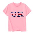 thumbnail image 2 of Chemisier à Manches Courtes à Col Rond Imprimé Drapeau Britannique pour Enfants, Tissu en Polyester, Tenue Décontractée pour l'École, Coupe Douce et Confortable, Haut Estival et Printanier Respirant, Lavable à la Machine, 2 of 5