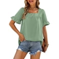 thumbnail image 2 of Blusas y blusas para mujer Elegantes camisas de verano con mangas con volantes y cuello cuadrado Blusas con lazo en la espalda OAVQHLG3B Store lin121212, 2 of 5