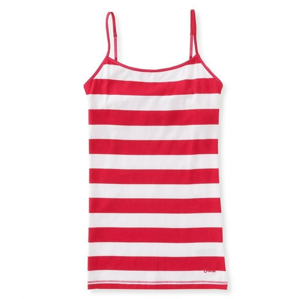 Aeropostale - Camiseta de tirantes para mujer, diseño de rayas, color rojo, mediano Aeropostale Cami