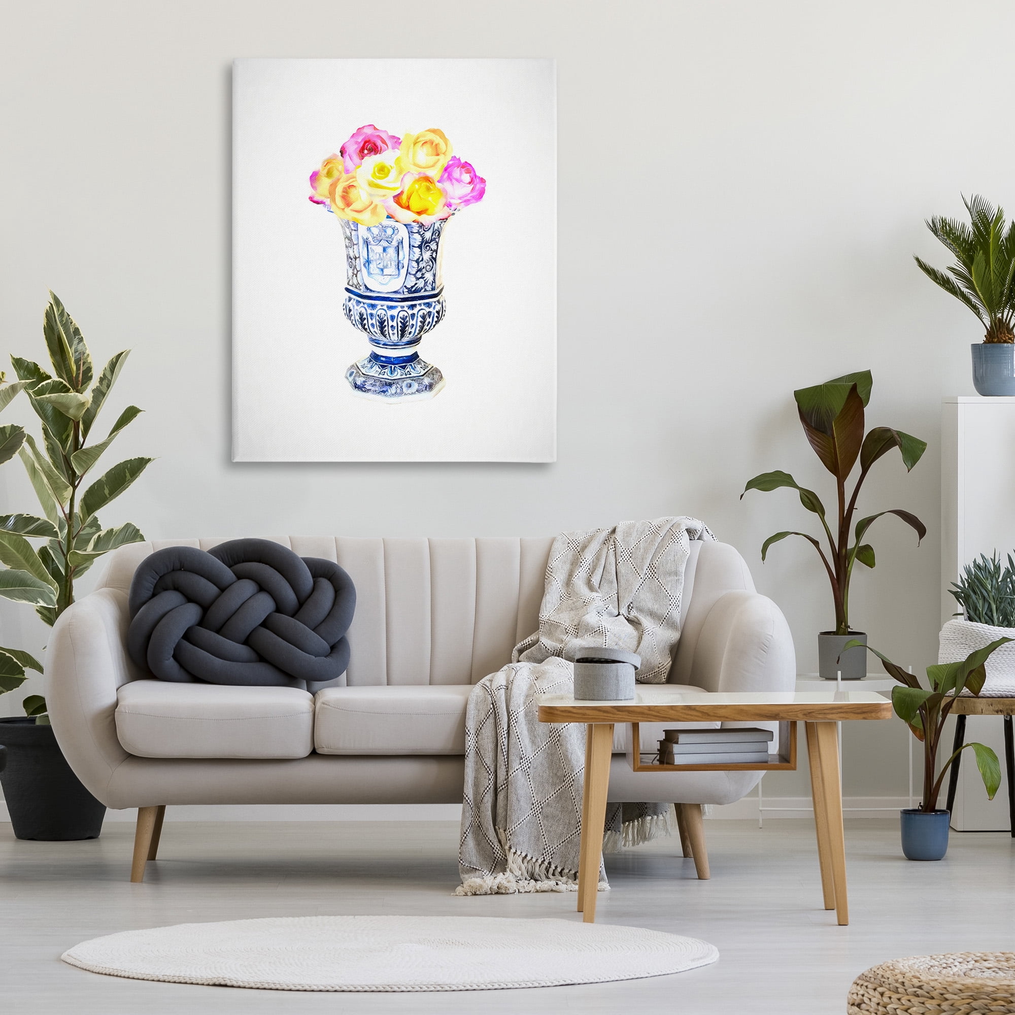 Stupell Industries Pink & Yellow Bouquet Botanical & Floral Painting Gallery Wrapped Canvas Art Print Wall Art, 36 x 48