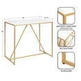 thumbnail image 2 of Kate and Laurel Kaya Modern Glam Pub Table, 42 x 24 x 36, White and Painted Gold, Rectangle Two-Tone Computer Desk Table with Geometric Metal Base and Mixed Materials Design, 2 of 7