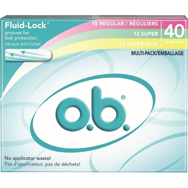 o.b. FluidLock MultiPack Tampons, Regular, Super, Super Plus 40 ea