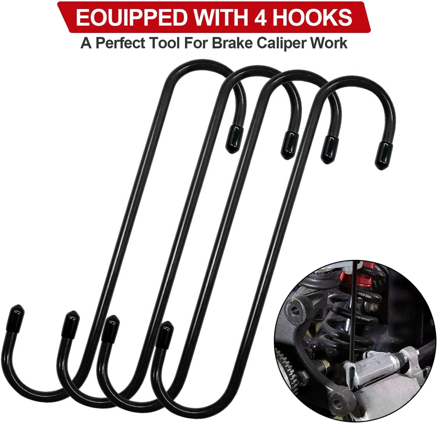 Brake Caliper Compression Tool, Brake Caliper Tool with 4 Caliper Hangers, Universal Disc Brake Caliper Compression Tool Brake Piston Compressor Tool Automotive Tools for Car Brake Repair