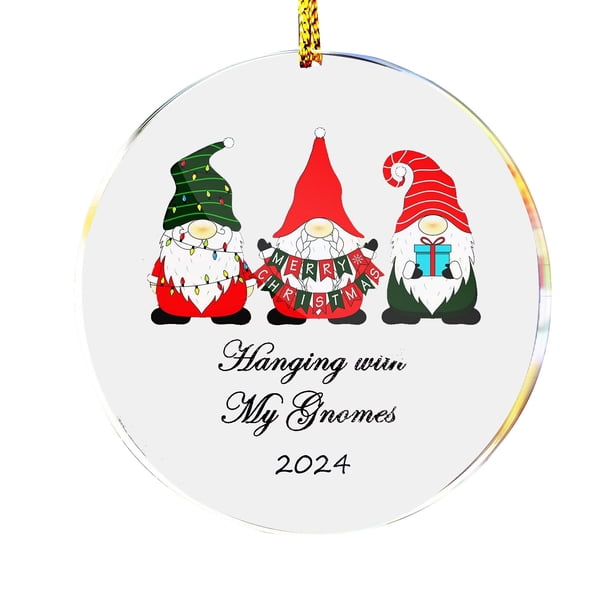 Decoraciones Del Árbol de Navidad Ornamento Colgante de Feliz Navidad con Papá Noel, Colgante Decorativo de Acrílico de 2024 para el Árbol Invierno Regalo de Año Nuevo en la Caja de Regalos