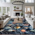 thumbnail image 4 of Area Rug 72×108in, Retro Sea Marine Life Floor Carpet Living Room Rug, Watercolor Conch Shell Coral on Black Non-Slip Welcome Mat Indoor Rugs for Bedroom Dining Room, 4 of 9