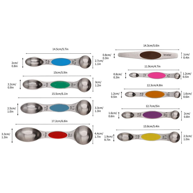 Meitianfacai Measuring Spoons Set, 9 Pieces Stainless Steel Teaspoon Measuring Spoons Set Stackable Fits in Spice Jars or Liquid