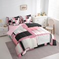 thumbnail image 3 of Manfei Modern Abstract Geometric Twin Bedding Sets 7-Piece, Pink Sequin Print Bedding Comforter Set, Teen Kid Adult Reversible Sheet Sets, Microfiber Bedroom Decor, 3 of 7