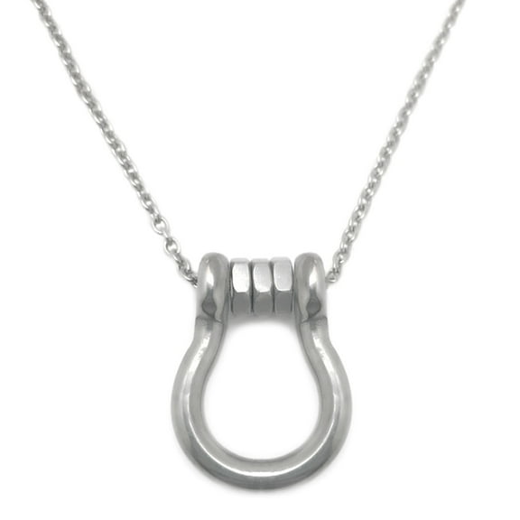 Stainless Steel Silver Mens Lucky Horseshoe U-Shaped Necklace