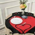 thumbnail image 6 of SKYSONIC Valentine Black Cats Round Tablecloth 60inch Indoor Wrinkle Free, Red Heart Circular Lace Table Cover Washable for Kitchen Dining Decor, 6 of 7
