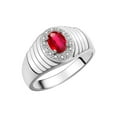 thumbnail image 3 of RYLOS Men's Rings Sterling Silver Classic Halo Of  Diamonds 7X5MM Oval Gemstone Designer Ring Ruby July Birthstone Rings For Men Size 9, 3 of 7
