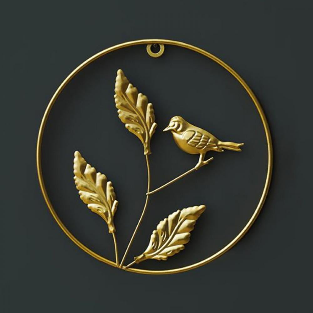 Gold Wall Decor, Golden Ginkgo Leaves Metal Wall Decor with Frame, Gold Metal Art Wall Sculpture