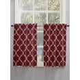 thumbnail image 5 of Deep Red Morocco Living Room Curtains 2 Panel, Retro Farmhouse Quatrefoil Plaid Cafe Window Treatment, Farmhouse Bedroom Bathroom Kitchen Curtains Drapes 104"x54", 5 of 6