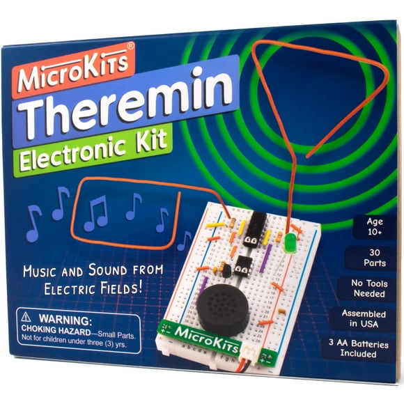 MicroKits Theremin Electronics Kit | Educational Electronic Music STEAM/STEM Kits for Kids or Grown Ups | No Tools Needed Easy to Build Breadboard Kit