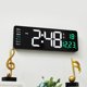 thumbnail image 4 of Reloj Kaireo de liquidación, reloj de pared digital LED grande con pantalla de temperatura, fecha y día, control remoto USB, reloj de casa (1 reloj + 1 control remoto), 4 of 6
