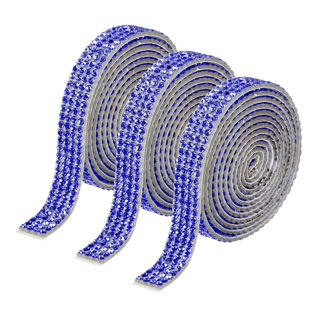 Unique Bargains 3Roll 3 Yards 8mm Self Adhesive Diamond Ribbon for Arts & Crafts,Dark Blue