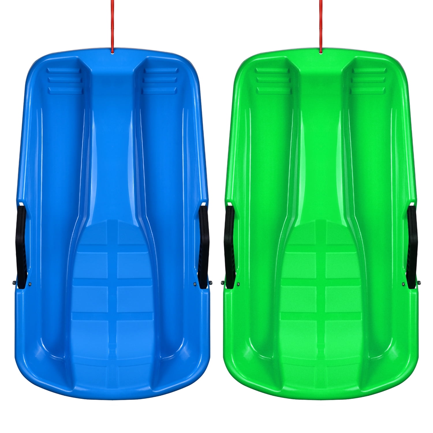 IMage Winter Durable Plastic Snow Sled in Boat Shape w Integrated Brake Handle 25"x14"x5.5" for Kids by