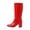 Red, variant on Willtoo Women's Faux Leather Mid Calf Boots, Pointed Toe Chunky Heel Tall Boots, Elegant Slim Fit Dress Shoes