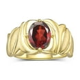 thumbnail image 1 of RYLOS Rings for Women 14K Gold Plated Silver Ring Solitaire 9X7MM Oval Gemstone with Satin Finish Band January Garnet Jewelry Size 5, 1 of 7