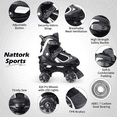 thumbnail image 3 of Nattork Roller Skates for Boys Girls Kids 4 Sizes Adjustable Quad Skates with Illuminating Wheels Black Size S, 3 of 5