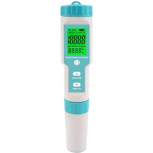 Swimming Pool Salinity Tester 5 in 1 Digital Saltwater PH and Salinity Meter Swimming Pool PH and Salinity Tester Salinity Meter for Swimming Pool, Hot Tub and Swim Spa
