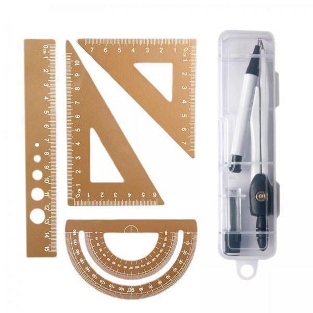 Kit De Herramientas De Geometría 2x5x Con Estuche De Almacenamiento, Regla Triangular Para Dibujo De Café De Oficina
