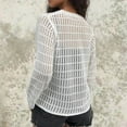 thumbnail image 6 of hotojiny Women's Crochet Tops Long Sleeve Hollow Out Knit Pullover Tops Fashion Crew Neck See Through Mesh Cover Ups, 6 of 6
