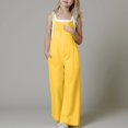 thumbnail image 2 of Zanarzt Toddler Girl Summer Jumper Toddler Baby Girls Jumpsuit One Piece Romper Sleeveless Strap Summer Outfits Pockets Clothes Yellow,13-14 Years, 2 of 9