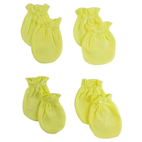 Infant Mittens, Yellow - Pack of 4