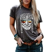 Have a Willie Nice Day T Shirt Country Music Tee Tops for Women Letter Graphic Casual Vacation Short Sleeve Shirts