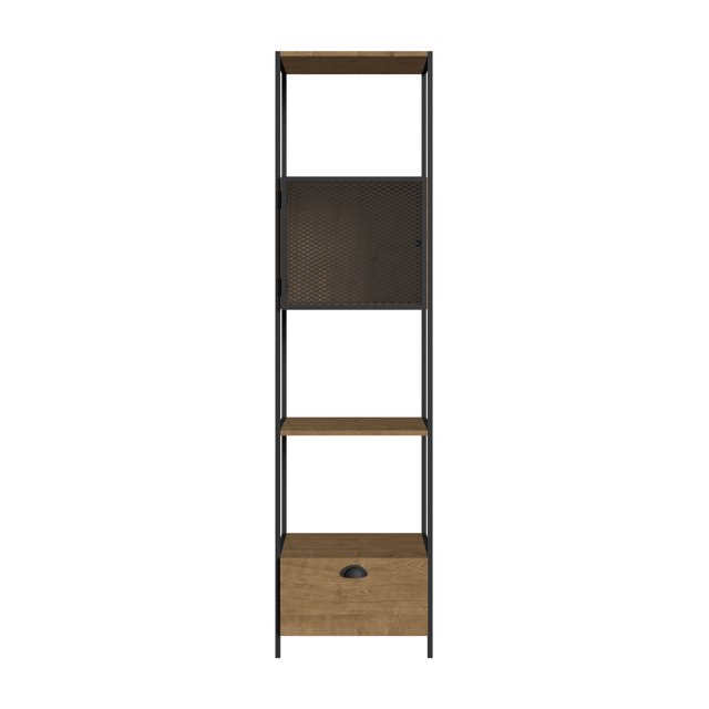 Librero ALTEREGO DESIGN Color Negro y Madera Personalizable Con 2 Compartimentos y 3 espacios Estructura Metálica de acero