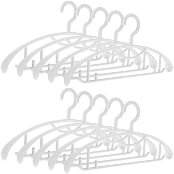 MLINS  10 Pcs Non-slip Hanger Extender Velvet Clothes Hangers Hooks Pants Travel Baby White