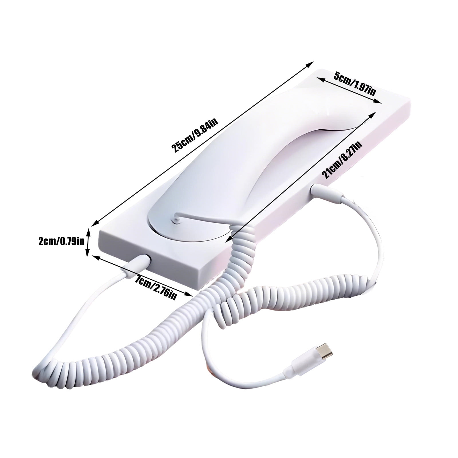 Retro Handset for Laptop – Reduce Radiation Telephone Receiver with Answer Button for iPhone, Android, iPad – Comfortable Call Headset(Type-c),White