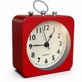 thumbnail image 1 of wonima44 AYRELY® Battery Operated Alarm Clock with Square Metal Case,No Ticking Analog Quartz, Simple Operation for Bedroom/Travel/Desk/Kids(Red), 1 of 1