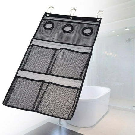 MLINS  Bathroom Hanging Bag Storage Shower Curtain Rod Organizer