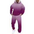 thumbnail image 2 of CharmCyan Men's Casual And Personalized Printed Long-sleeved Hooded Sweatshirt, Men's Sports Sweatshirt And Sweatpants Two-piece Set Hot Pink 3XL, 2 of 2