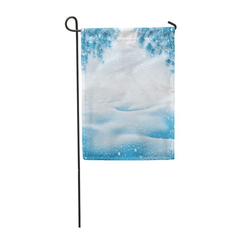 SIDONKU Winter Bright Christmas Landscape Snowdrifts and Pine Branches in The Garden Flag Decorative Flag House Banner 28x40 inch