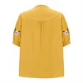thumbnail image 4 of CheerKidz Women's Summer V Neck Short Sleeve Linen Solid Color T - shirt for Vacation,Workout and Party(Yellow#2,S), 4 of 6